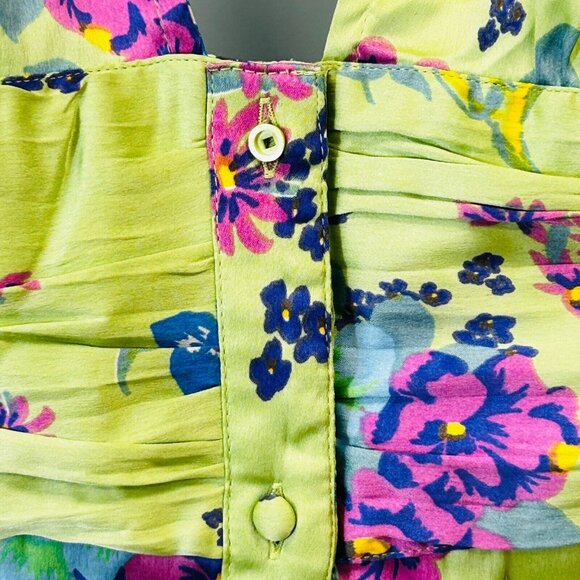 NWT ASOS Design Satin Floral Midi Tea Dress Size 4 Button Front Fluted Sleeves - Picture 5 of 14